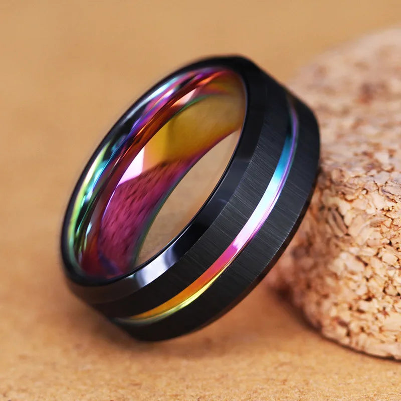 Men’s Matte Black Modern Band Ring