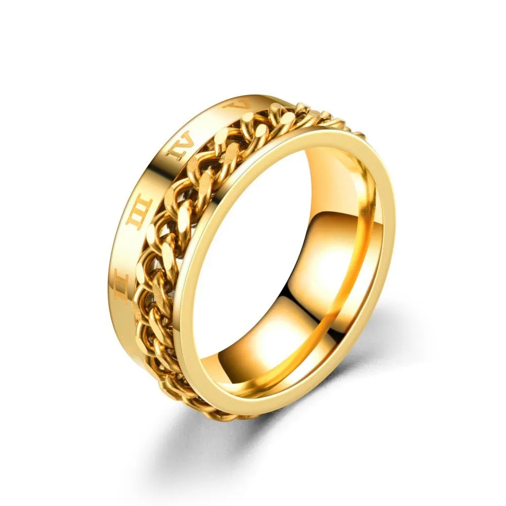 Chain Spinner Roman Numeral Ring