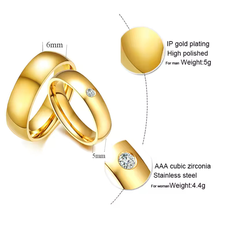 Classic Smooth Band with Solitaire Crystal