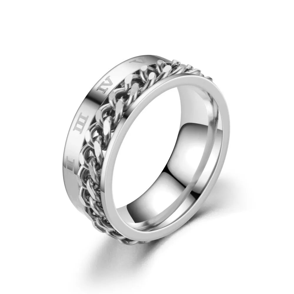 Chain Spinner Roman Numeral Ring