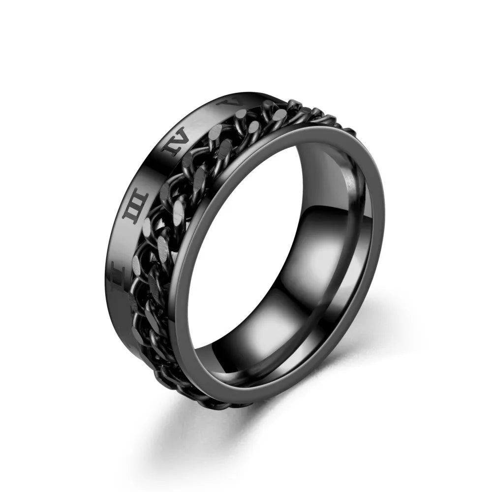 Chain Spinner Roman Numeral Ring