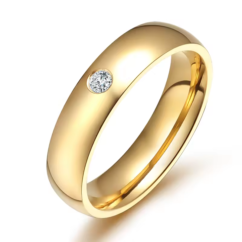 Classic Smooth Band with Solitaire Crystal